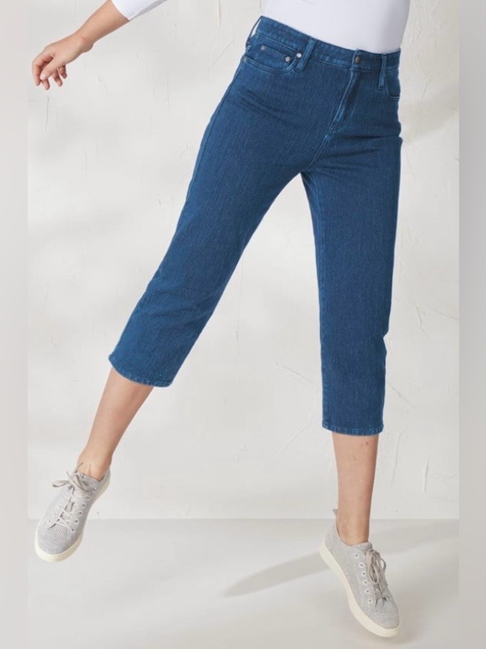 COLDWATER CREEK deep indigo stretchy cropped highrise wondersoft jeans size 14